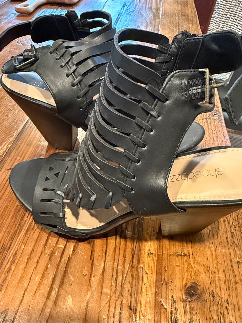 Shoe Dazzle Black Strappy Block Heel Sandals